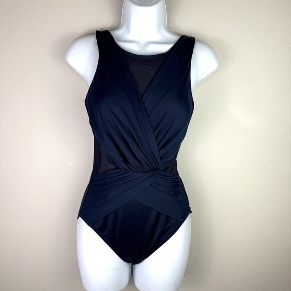Miraclesuit Palma One Piece Swimsuit Midnight Blue Size 8 Slimming Shaping Suit - Picture 3 of 9
